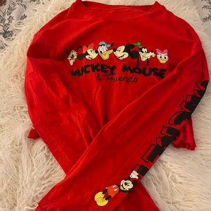 Red, long sleeved Disney cropped top